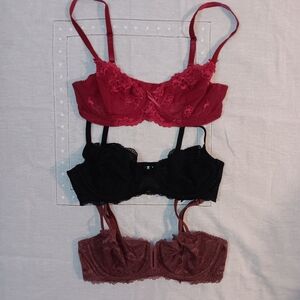 Women's Lace Bra Set - Red, Black, Brown